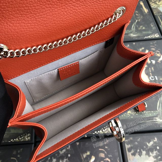 Gucci包 古馳女包 510304橙紅 Gucci新款鏈條包 Gucci單肩斜挎包  gudj1169
